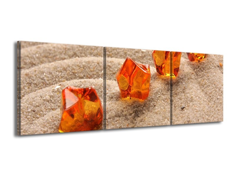 Canvas schilderij Zand | Bruin, Geel, Oranje | 150x50cm 3Luik