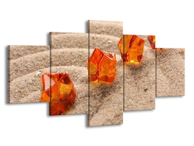 Canvas schilderij Zand | Bruin, Geel, Oranje | 150x80cm 5Luik