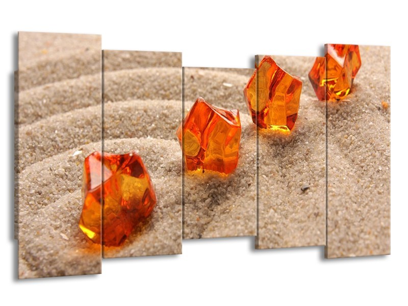 Canvas schilderij Zand | Bruin, Geel, Oranje | 150x80cm 5Luik