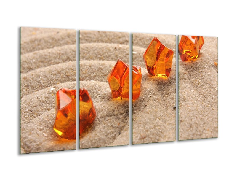 Canvas schilderij Zand | Bruin, Geel, Oranje | 160x80cm 4Luik