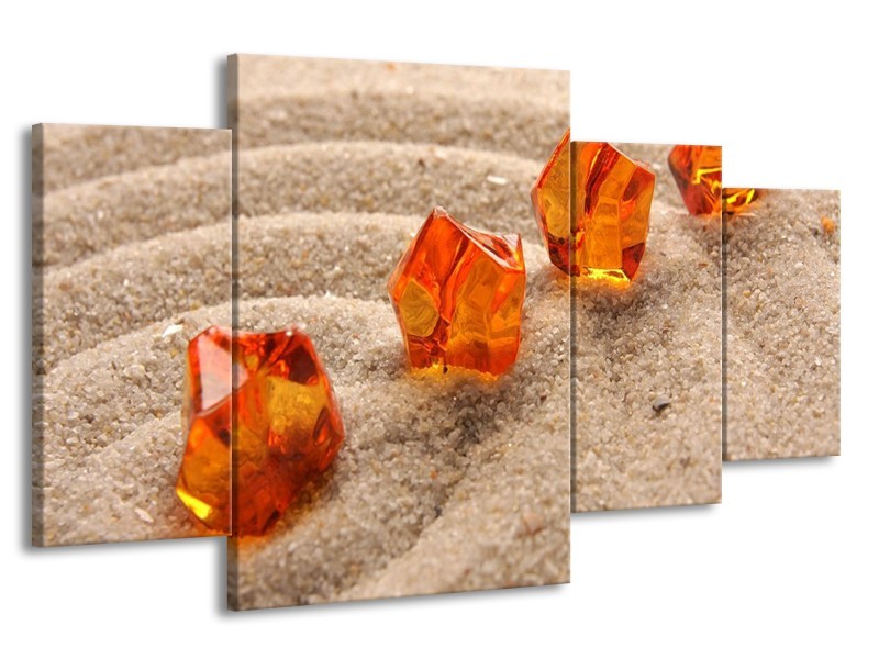 Canvas schilderij Zand | Bruin, Geel, Oranje | 160x90cm 4Luik