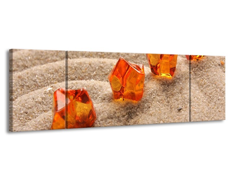 Canvas schilderij Zand | Bruin, Geel, Oranje | 170x50cm 3Luik