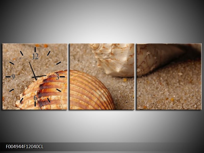 Klok schilderij Zand | Bruin, Crème | 120x40cm 3Luik
