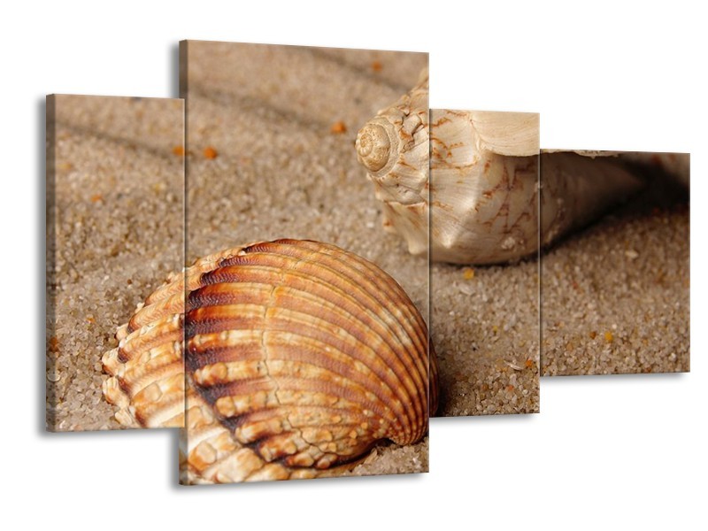 Glas schilderij Zand | Bruin, Crème | 120x75cm 4Luik