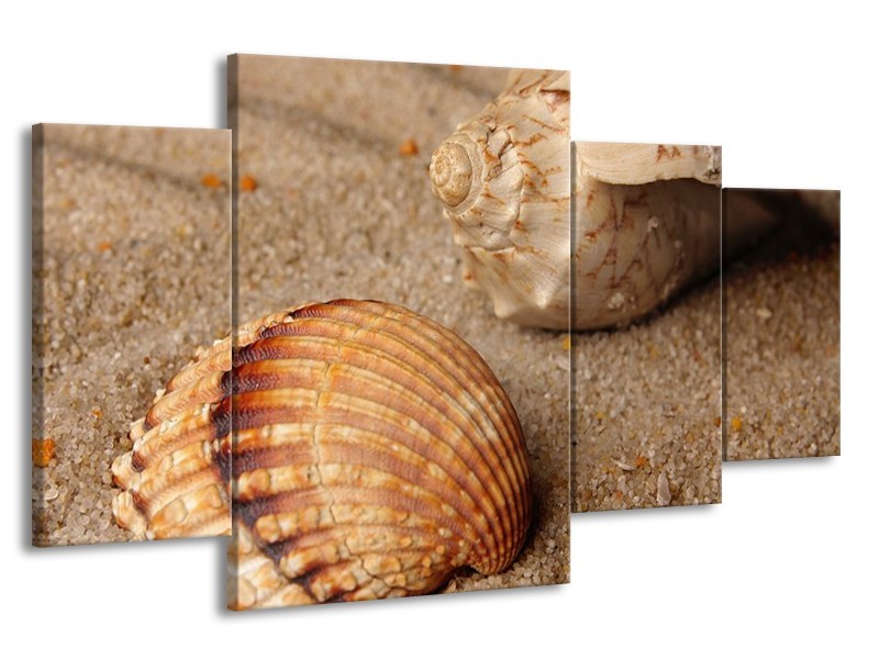 Canvas schilderij Zand | Bruin, Crème | 160x90cm 4Luik