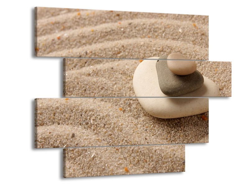Canvas schilderij Zand | Bruin, Crème | 115x85cm 4Luik