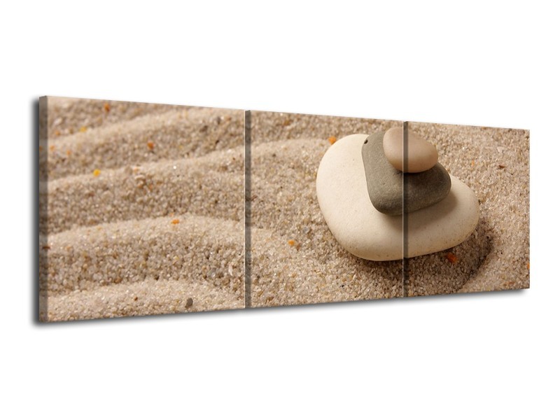 Canvas schilderij Zand | Bruin, Crème | 120x40cm 3Luik