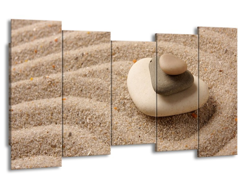 Canvas schilderij Zand | Bruin, Crème | 150x80cm 5Luik