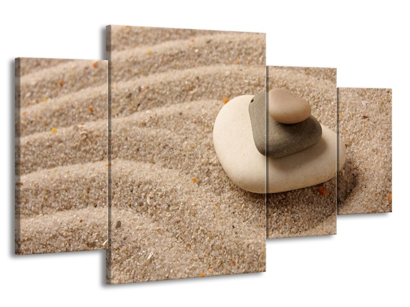 Canvas schilderij Zand | Bruin, Crème | 160x90cm 4Luik
