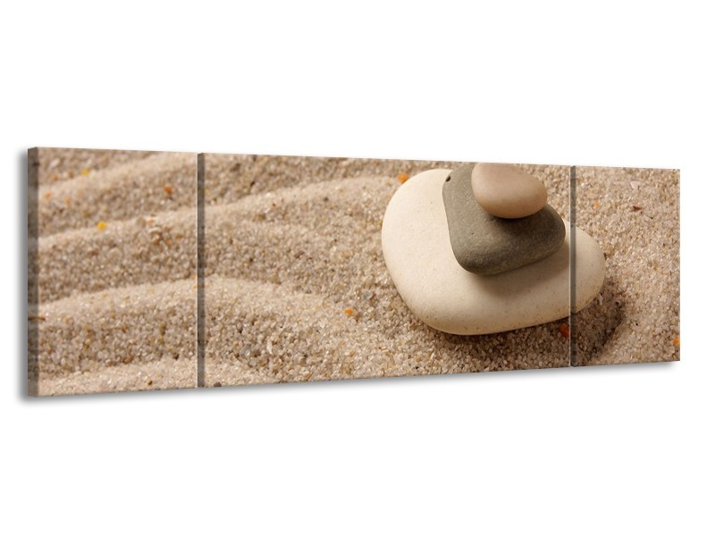 Canvas schilderij Zand | Bruin, Crème | 170x50cm 3Luik