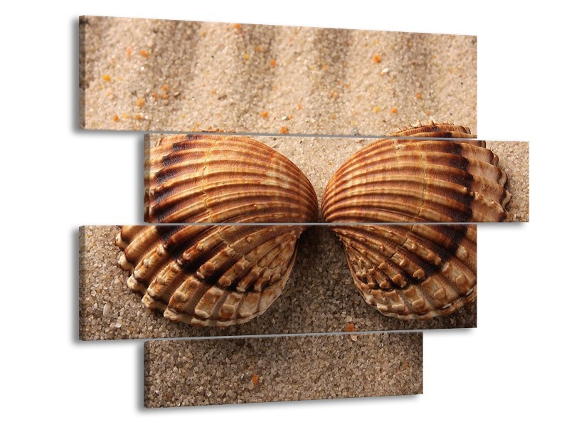 Canvas schilderij Zand | Bruin, Crème | 115x85cm 4Luik