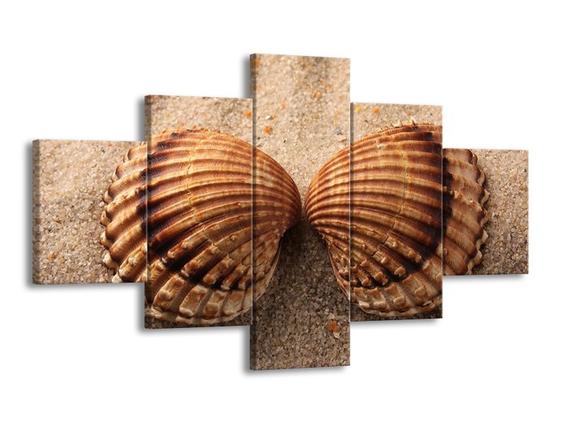 Canvas schilderij Zand | Bruin, Crème | 125x70cm 5Luik