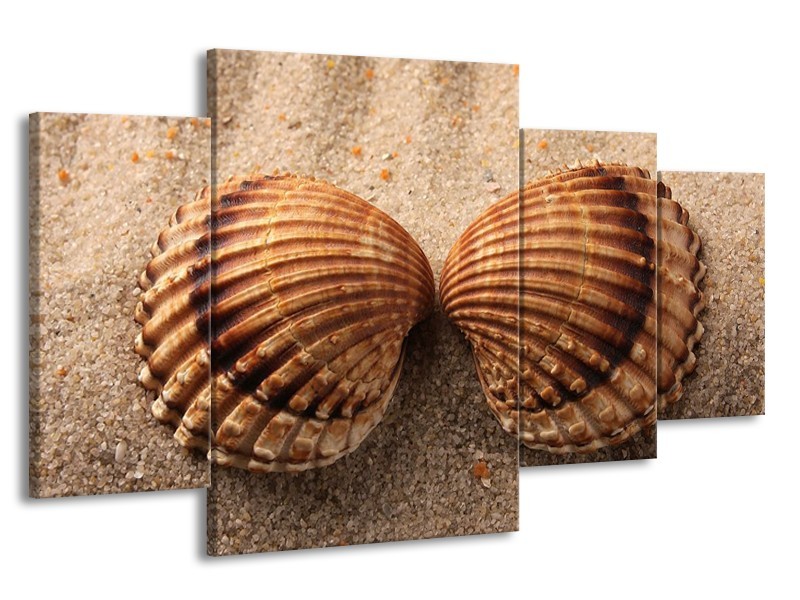 Canvas schilderij Zand | Bruin, Crème | 160x90cm 4Luik