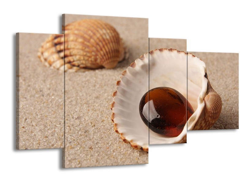 Glas schilderij Zand | Bruin, Crème | 120x75cm 4Luik