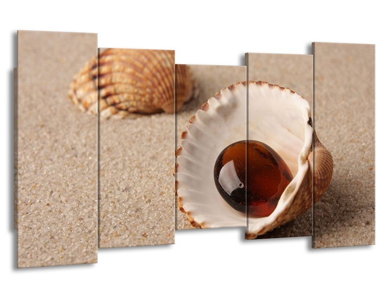 Canvas schilderij Zand | Bruin, Crème | 150x80cm 5Luik