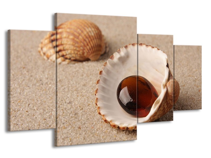 Canvas schilderij Zand | Bruin, Crème | 160x90cm 4Luik