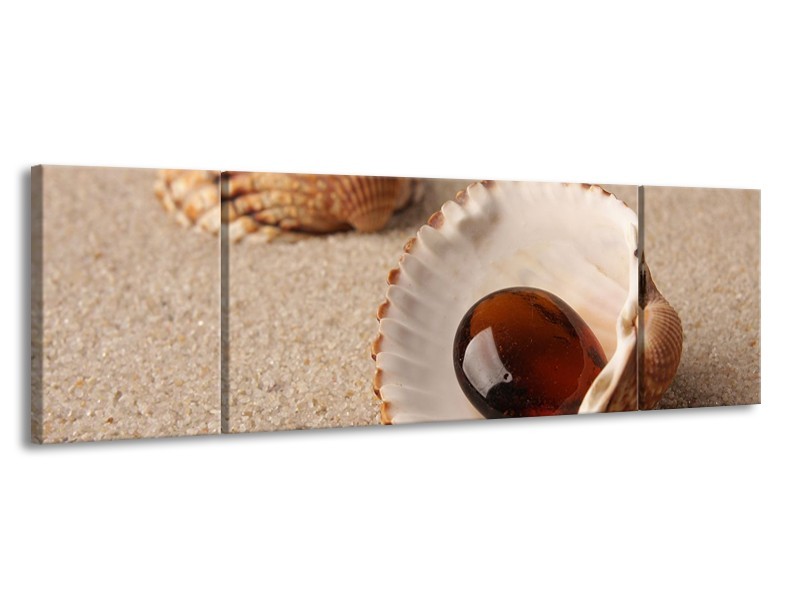 Canvas schilderij Zand | Bruin, Crème | 170x50cm 3Luik