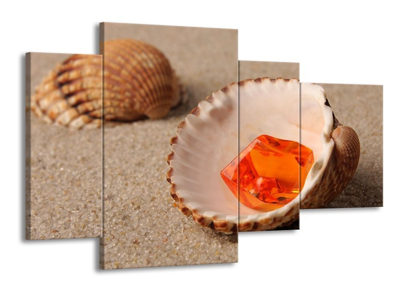 Glas schilderij Zand | Bruin, Crème | 120x75cm 4Luik