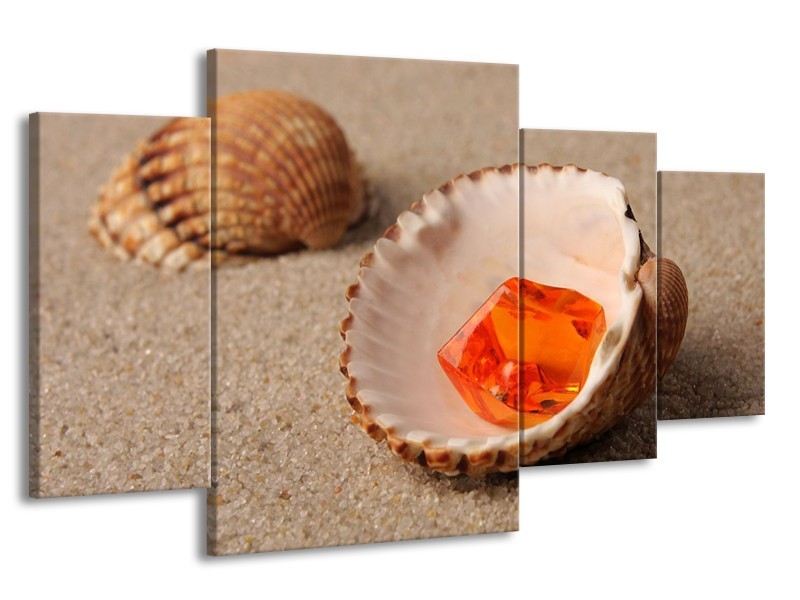 Canvas schilderij Zand | Bruin, Crème | 160x90cm 4Luik