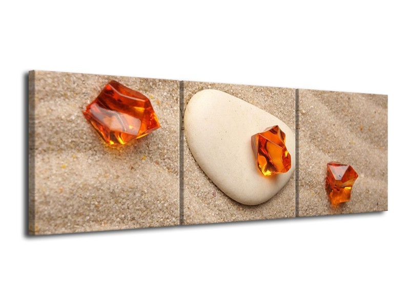 Canvas schilderij Spa | Oranje, Crème, Wit | 120x40cm 3Luik