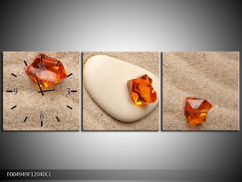 Klok schilderij Spa | Oranje, Crème, Wit | 120x40cm 3Luik