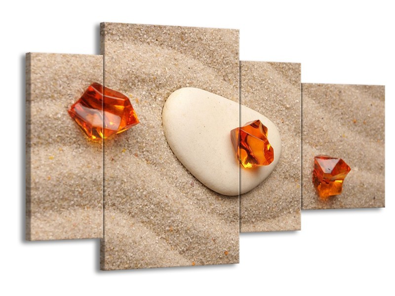 Glas schilderij Spa | Oranje, Crème, Wit | 120x75cm 4Luik