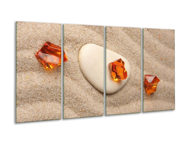 Canvas schilderij Spa | Oranje, Crème, Wit | 160x80cm 4Luik