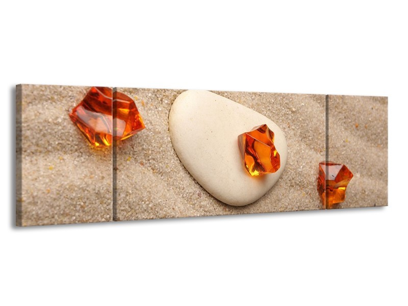 Canvas schilderij Spa | Oranje, Crème, Wit | 170x50cm 3Luik