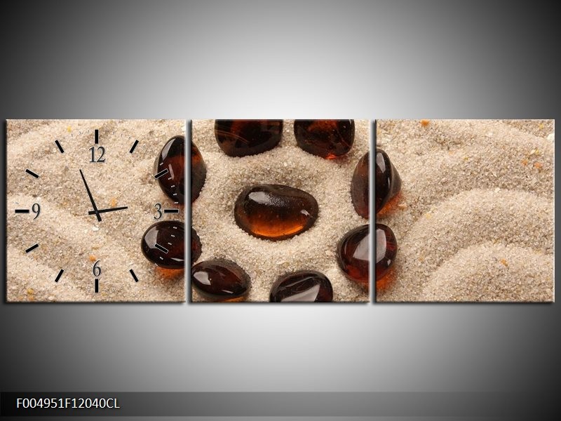 Klok schilderij Spa | Oranje, Crème, Bruin | 120x40cm 3Luik