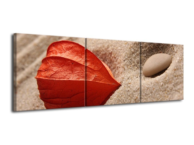 Canvas schilderij Spa | Bruin, Crème, Rood | 120x40cm 3Luik