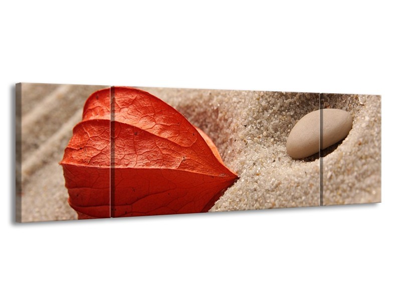 Canvas schilderij Spa | Bruin, Crème, Rood | 170x50cm 3Luik