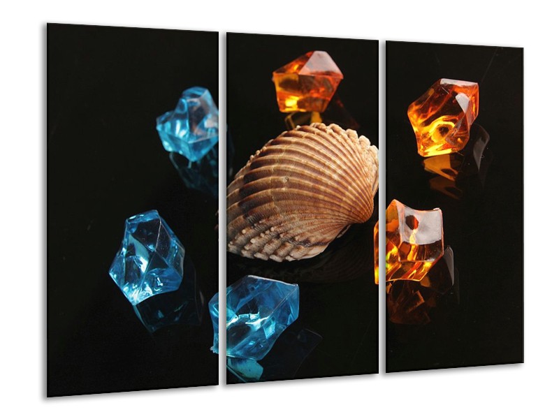 Canvas schilderij Spa | Oranje, Blauw, Bruin | 120x80cm 3Luik