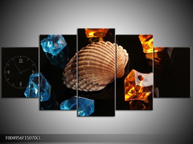 Klok schilderij Spa | Oranje, Blauw, Bruin | 150x70cm 5Luik