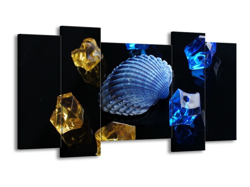 Canvas schilderij Spa | Blauw, Geel, Zwart | 120x65 5Luik