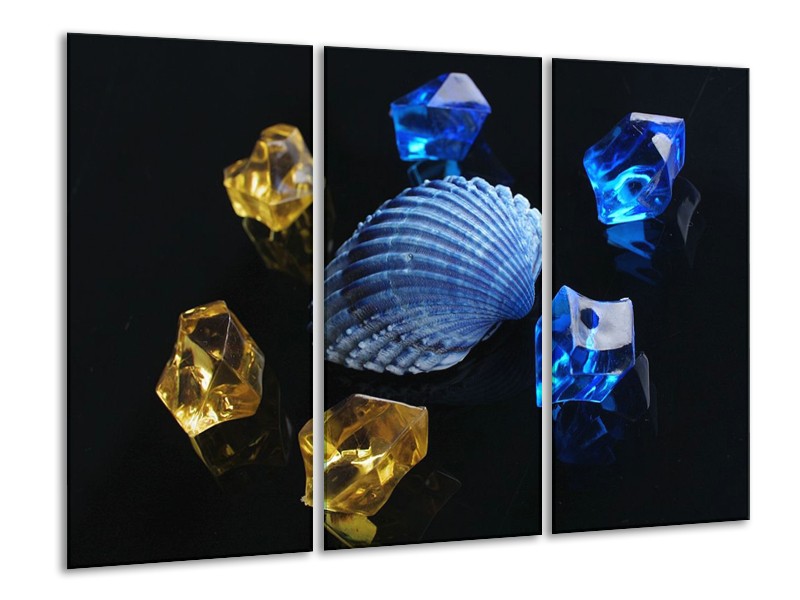 Canvas schilderij Spa | Blauw, Geel, Zwart | 120x80cm 3Luik