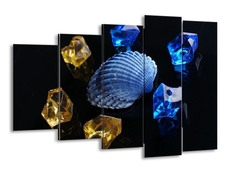 Canvas schilderij Spa | Blauw, Geel, Zwart | 150x100cm 5Luik