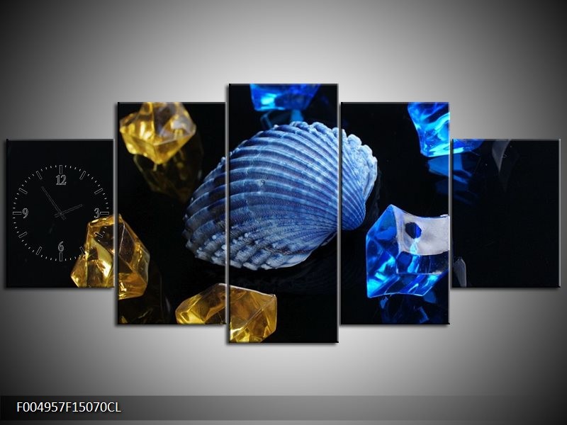 Klok schilderij Spa | Blauw, Geel, Zwart | 150x70cm 5Luik