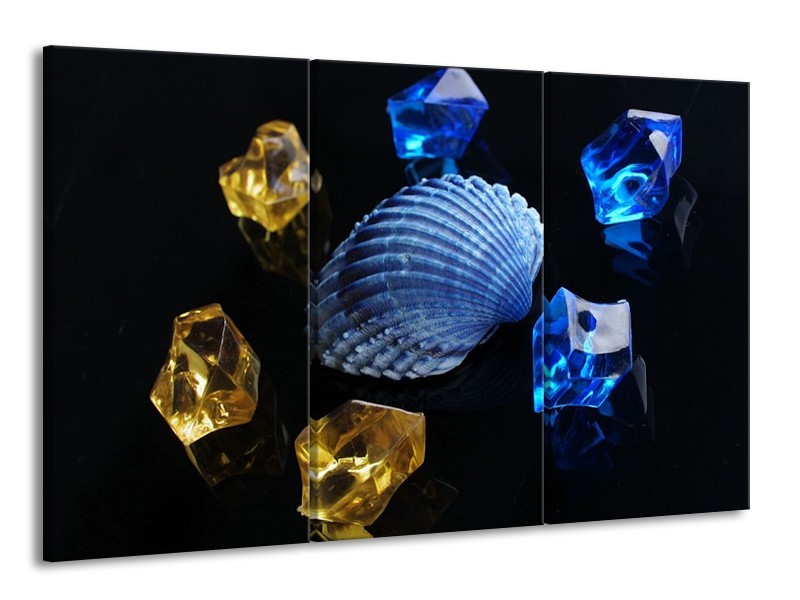 Canvas schilderij Spa | Blauw, Geel, Zwart | 165x100cm 3Luik