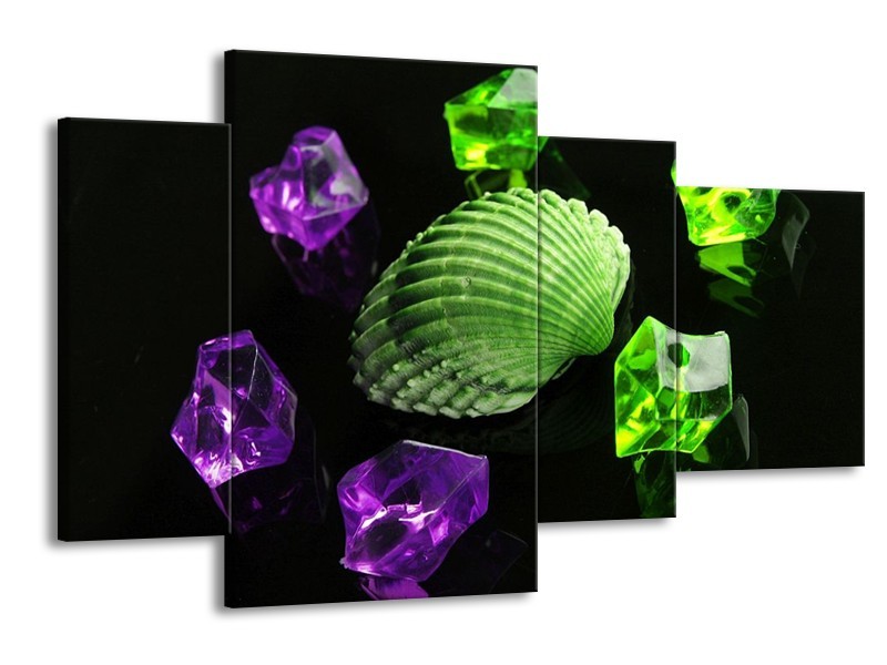 Canvas schilderij Spa | Groen, Paars, Zwart | 120x75cm 4Luik