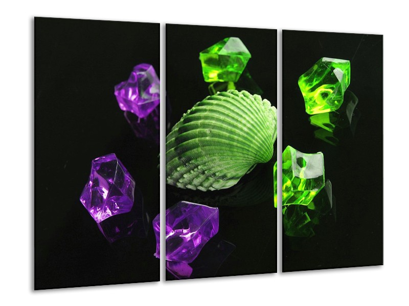Canvas schilderij Spa | Groen, Paars, Zwart | 120x80cm 3Luik