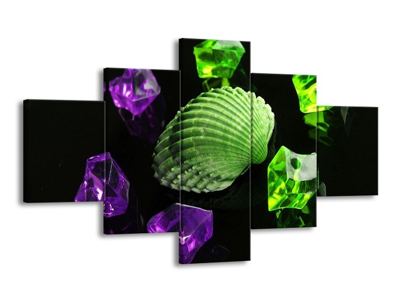 Canvas schilderij Spa | Groen, Paars, Zwart | 125x70cm 5Luik