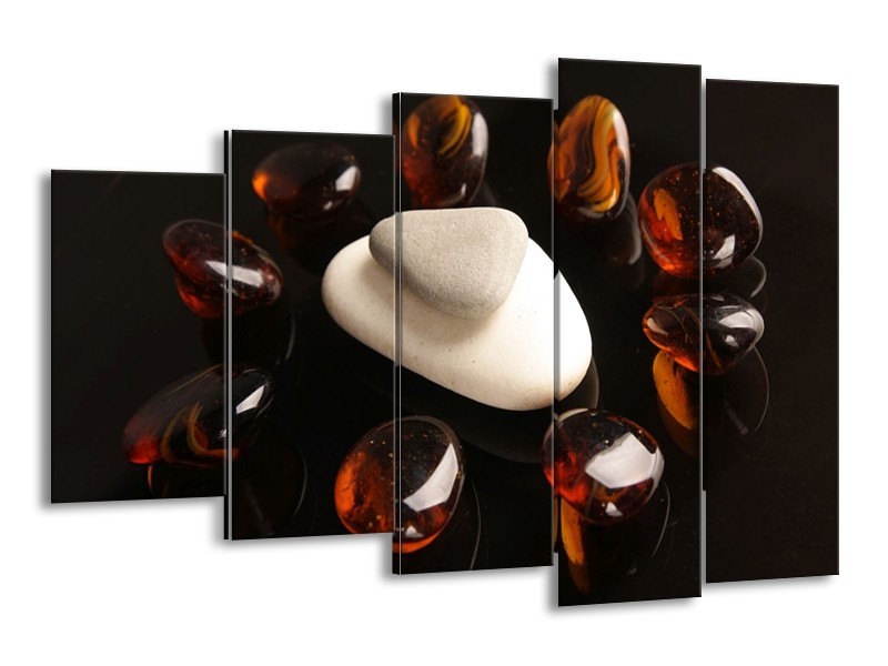 Canvas schilderij Spa | Bruin, Zwart, Wit | 150x100cm 5Luik