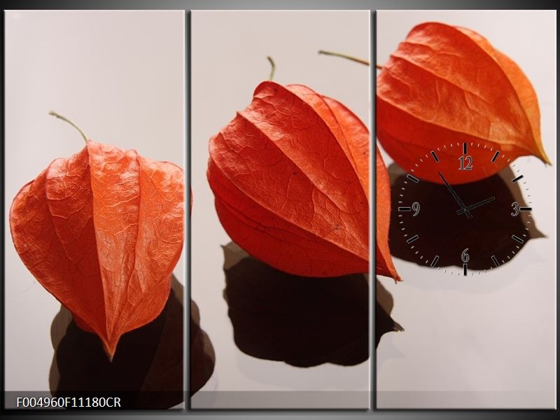 Klok schilderij Spa | Oranje, Grijs, Bruin | 111x80cm 3Luik