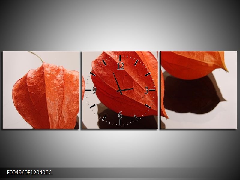 Klok schilderij Spa | Oranje, Grijs, Bruin | 120x40cm 3Luik