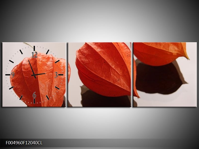 Klok schilderij Spa | Oranje, Grijs, Bruin | 120x40cm 3Luik