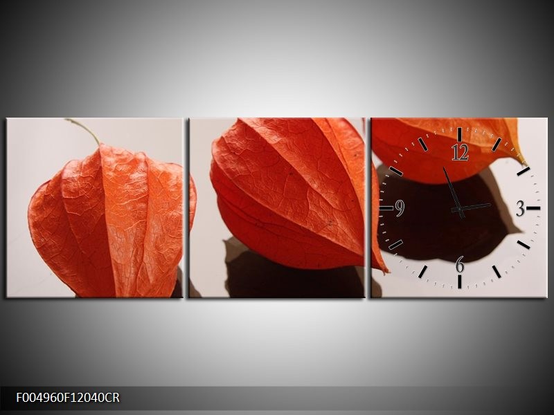 Klok schilderij Spa | Oranje, Grijs, Bruin | 120x40cm 3Luik