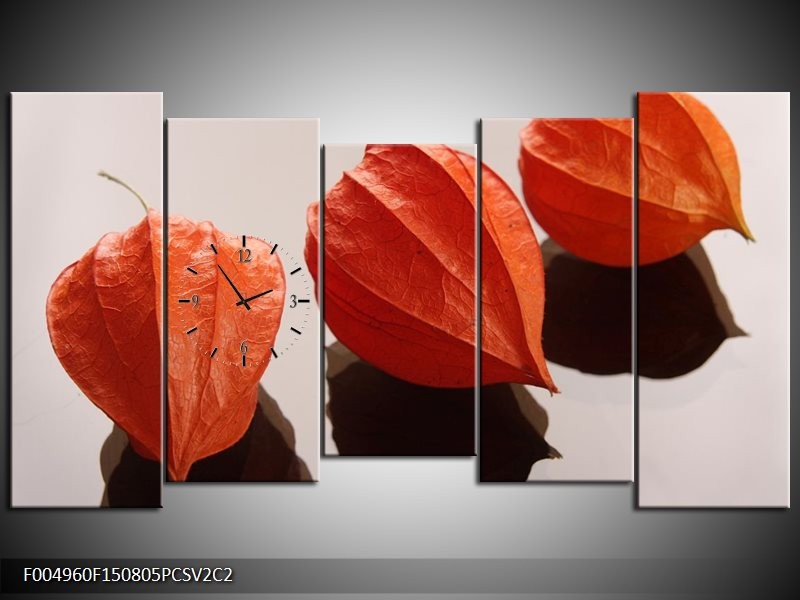 Klok schilderij Spa | Oranje, Grijs, Bruin | 150x80cm 5Luik