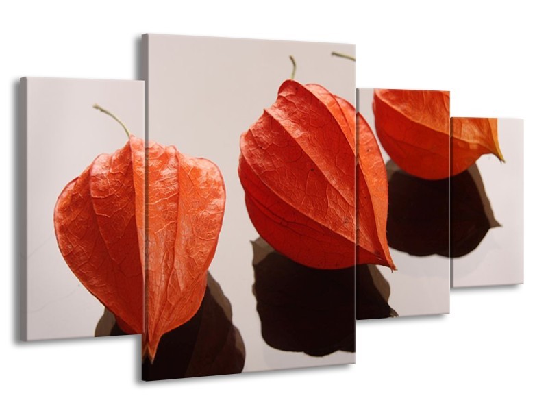 Canvas schilderij Spa | Oranje, Grijs, Bruin | 160x90cm 4Luik