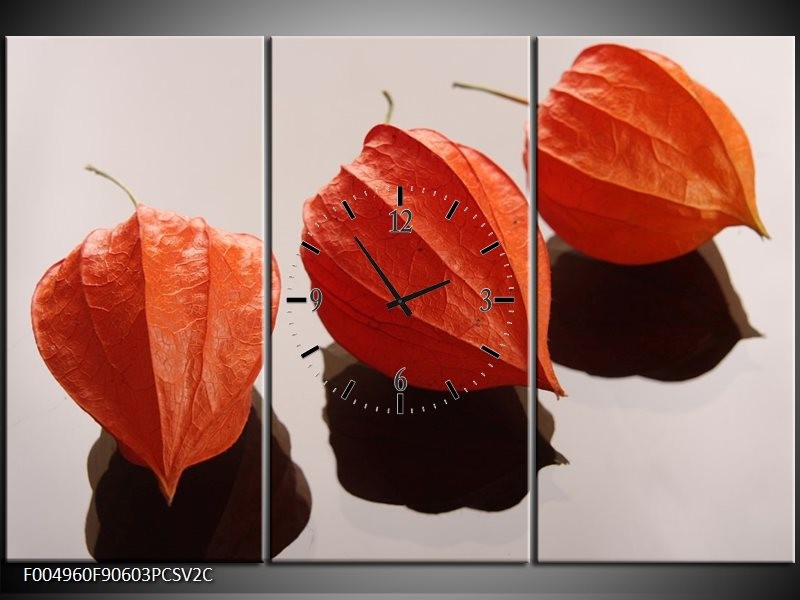 Klok schilderij Spa | Oranje, Grijs, Bruin | 90x60cm 3Luik