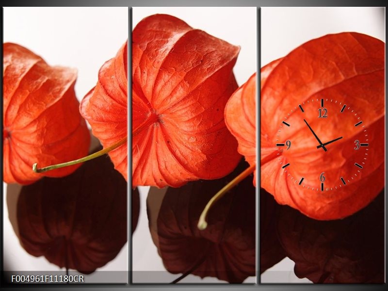 Klok schilderij Keuken | Oranje, Wit | 111x80cm 3Luik